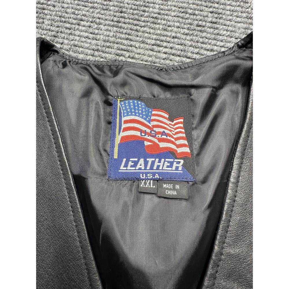USA Leather Vest Womens 2XL Black B320 Genuine Leather Snap Front Western Style - Picture 4 of 9